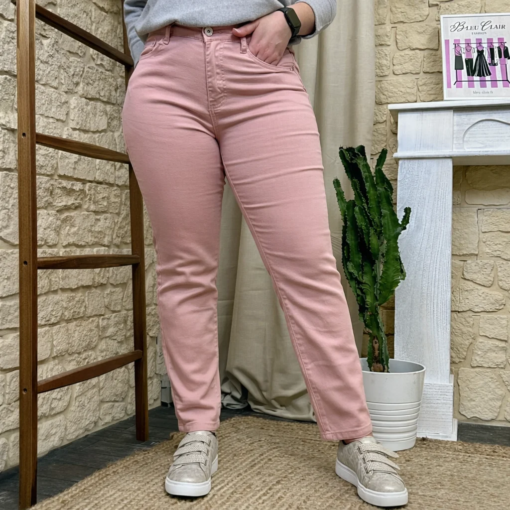 Jean 7/8ème (T42-T50) - rose-poudre - 50