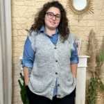 Gilet sans manches femme en maille « Jolies Formes » - gris - 48
