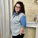 Gilet sans manches femme en maille « Jolies Formes » - gris - 48