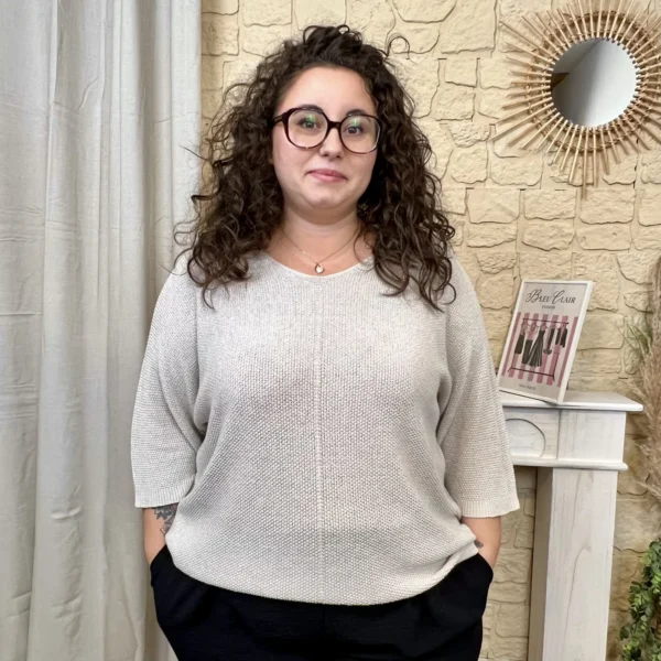 J762 - Pull uni (GT) - beige - taille-unique-grande-taille