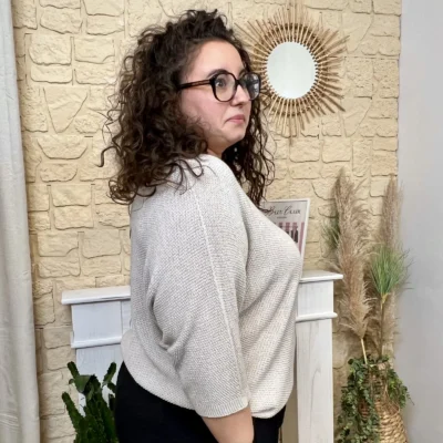 J762 - Pull uni (GT) - beige - taille-unique-grande-taille