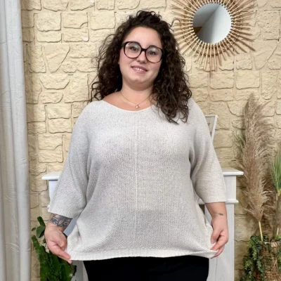 J762 - Pull uni (GT) - beige - taille-unique-grande-taille
