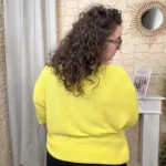 Pull femme maille douce col V oversize « Jolies Formes » - jaune - taille-unique-grande-taille