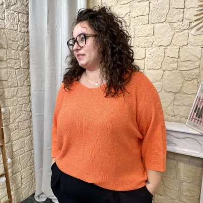 J762 - Pull uni (GT) - orange - taille-unique-grande-taille