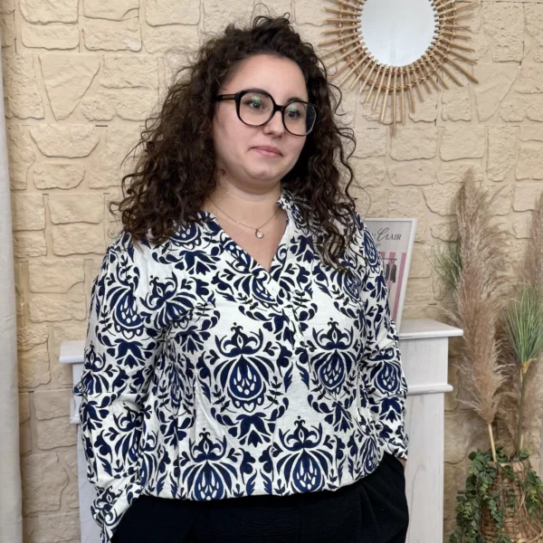 J799- Blouse arabesque (T44-T52) - marine - 52