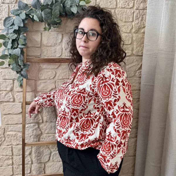 J799- Blouse arabesque (T44-T52) - rouge - 52