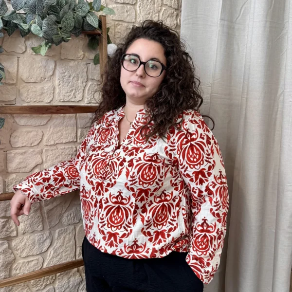 J799- Blouse arabesque (T44-T52) - rouge - 52