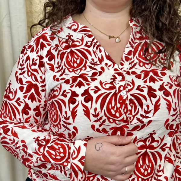 J799- Blouse arabesque (T44-T52) - rouge - 52