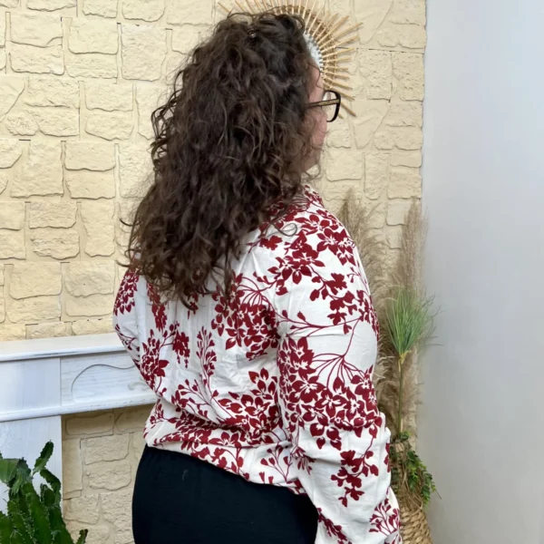 J782-Blouse imprimée (T44 T52) - rouge - 52
