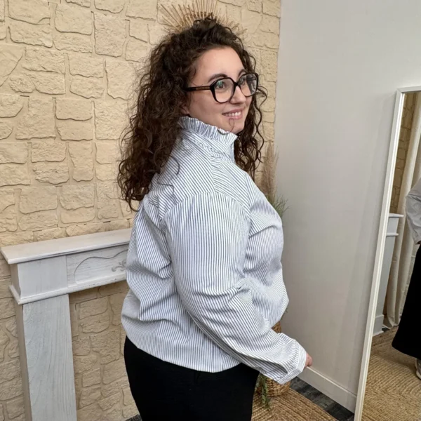 J780- Blouse rayée (T44-T48) - blanc - 52