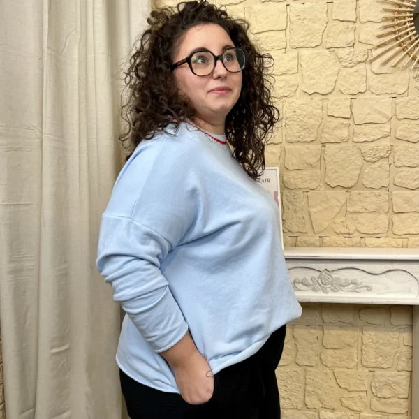 J369- Sweat (GT) - bleu-ciel - taille-unique-grande-taille