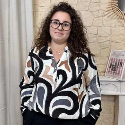 J789- Blouse graphique (T44-T52) - noir - 52