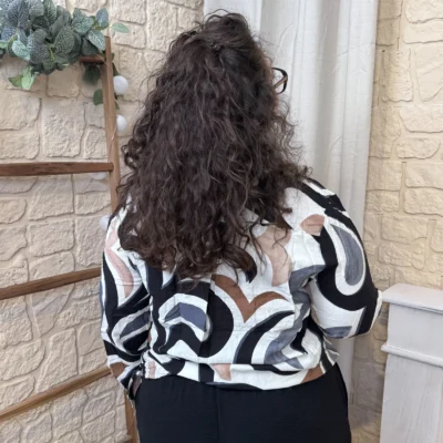 J789- Blouse graphique (T44-T52) - noir - 52