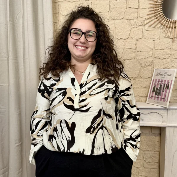 J806- Blouse florale (T44 T52) - noir - 52