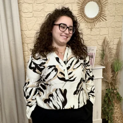 J806- Blouse florale (T44 T52) - noir - 52