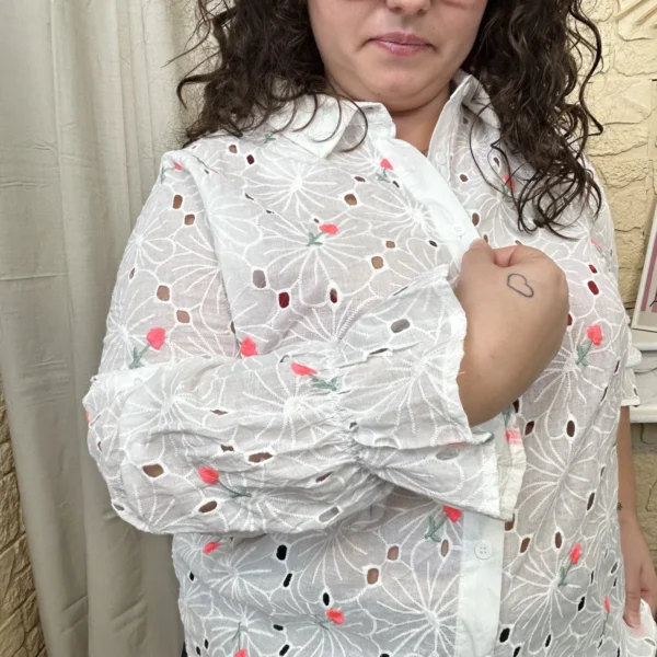 J766- Chemise en coton (T40 T48) - blanc - 48