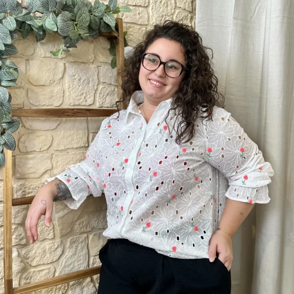 J766- Chemise en coton (T40 T48) - blanc - 48