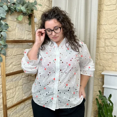 J766- Chemise en coton (T40 T48) - blanc - 48