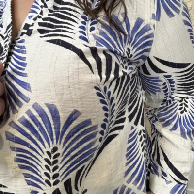 J804 - Blouse imprimé éventail (T44-T52) - bleu-royal - 52