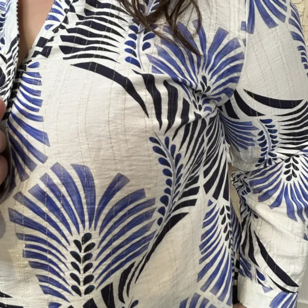 J804 - Blouse imprimé éventail (T44-T52) - bleu-royal - 52