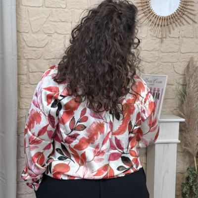 J800-Chemise feuillage (T40-T48) - corail - 48