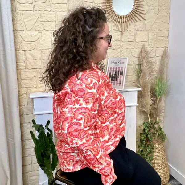 J783- Chemise imprimée (T40-T48) - rouge - 48