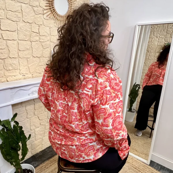 J783- Chemise imprimée (T40-T48) - rouge - 48