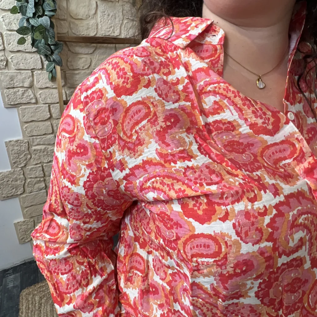 J783- Chemise imprimée (T40-T48) - rouge - 48