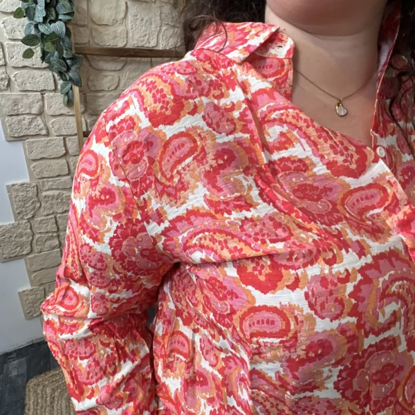 J783- Chemise imprimée (T40-T48) - rouge - 48