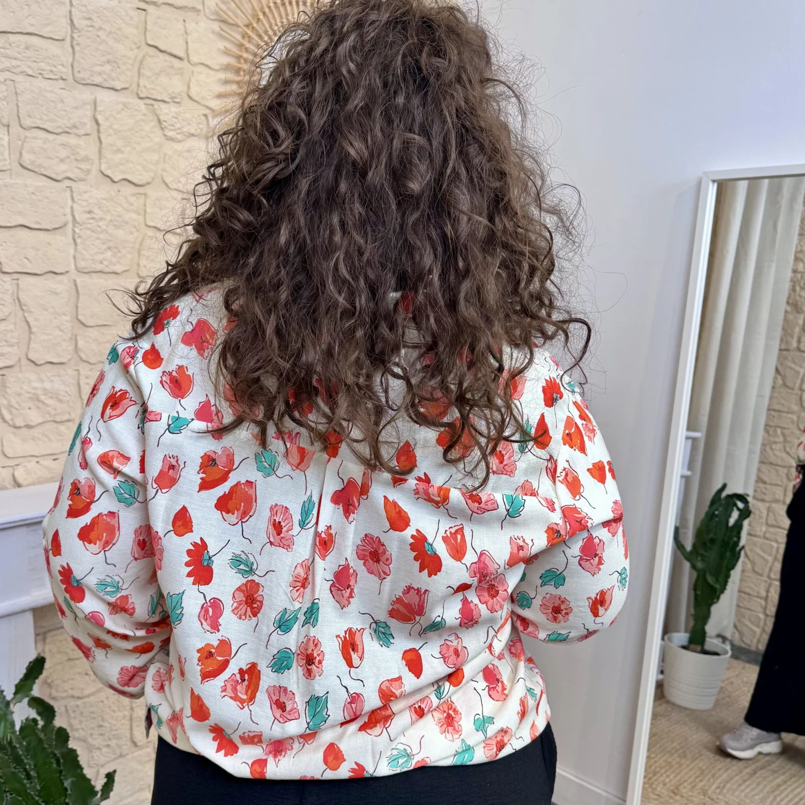 J790-Chemise By One fleurs (T40-T48) - corail - 48