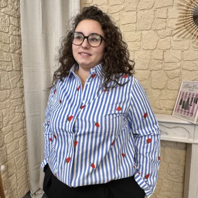 J769- Chemise By One rayée (T40 T48) - bleu-royal - 48