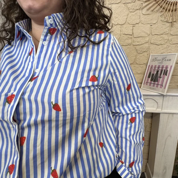 J769- Chemise By One rayée (T40 T48) - bleu-royal - 48