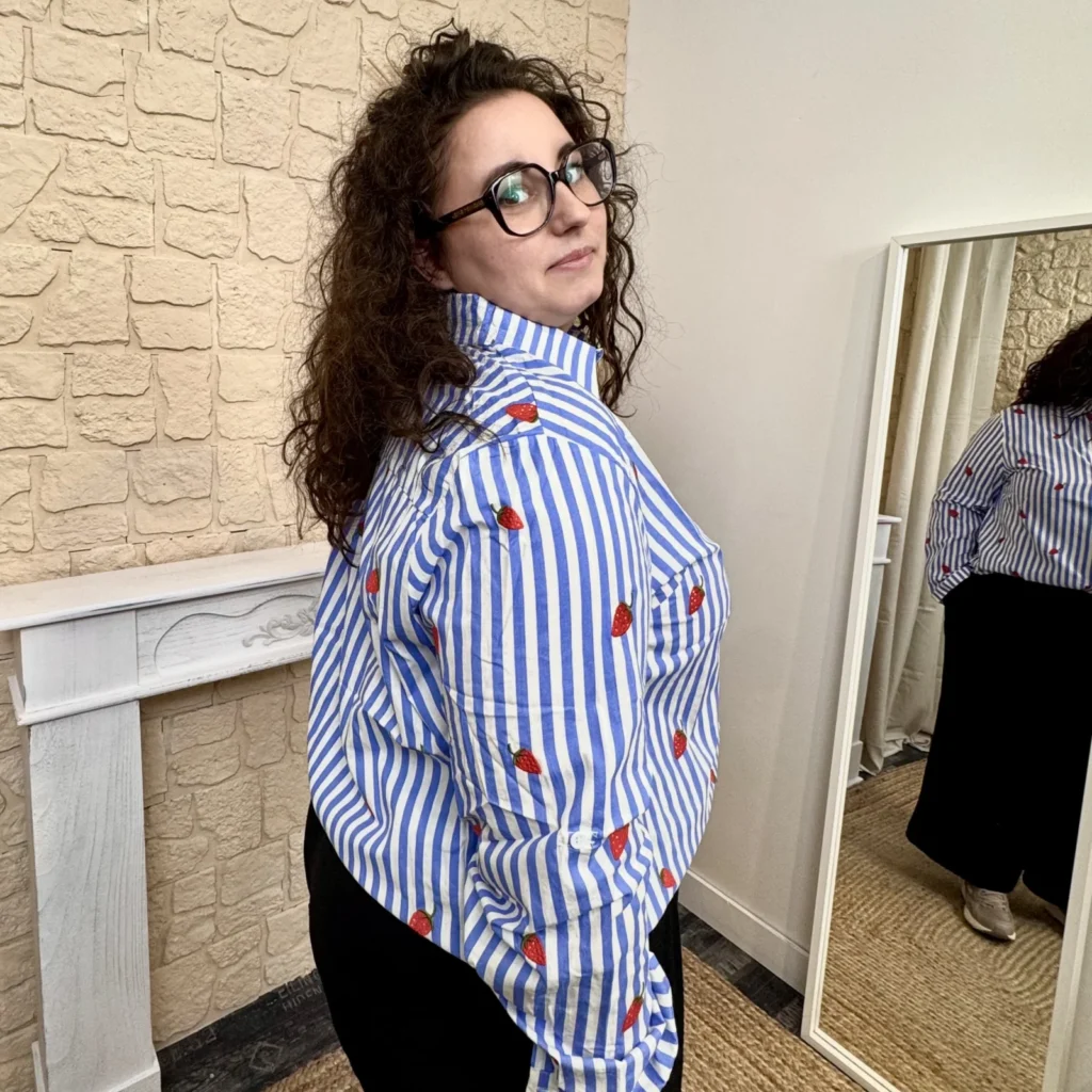 J769- Chemise By One rayée (T40 T48) - bleu-royal - 48