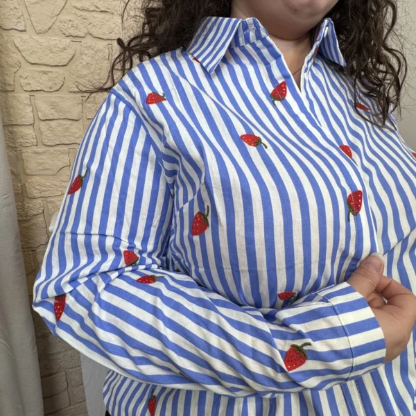 J769- Chemise By One rayée (T40 T48) - bleu-royal - 48