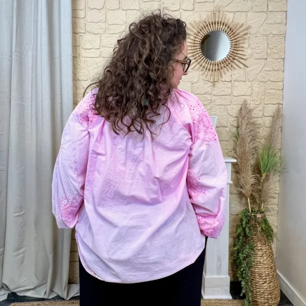 J720 - Blouse fluide broderies (GT) - fuchsia - taille-unique-grande-taille