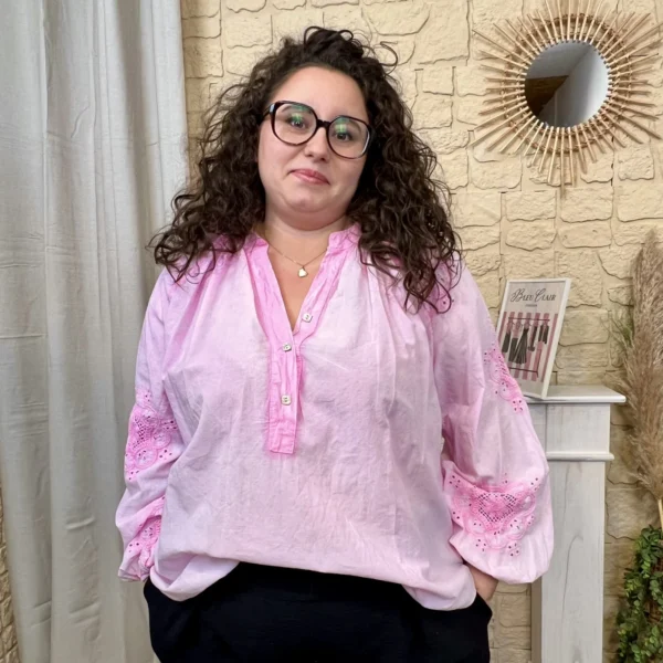 J720 - Blouse fluide broderies (GT) - fuchsia - taille-unique-grande-taille