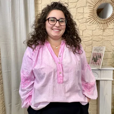 J720 - Blouse fluide broderies (GT) - fuchsia - taille-unique-grande-taille