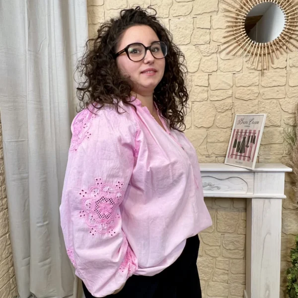 J720 - Blouse fluide broderies (GT) - fuchsia - taille-unique-grande-taille