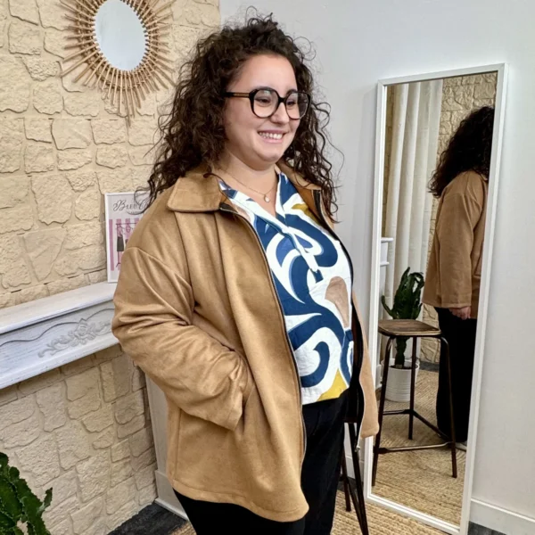 J756 - Veste suédine (GT) - camel - taille-unique-grande-taille