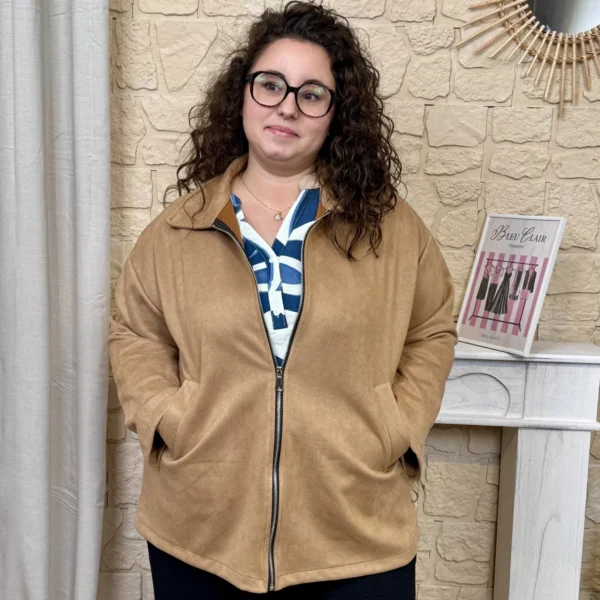 J756 - Veste suédine (GT) - camel - taille-unique-grande-taille