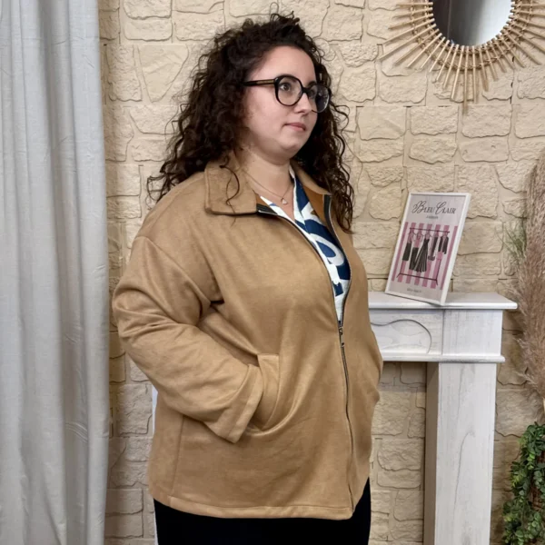 J756 - Veste suédine (GT) - camel - taille-unique-grande-taille