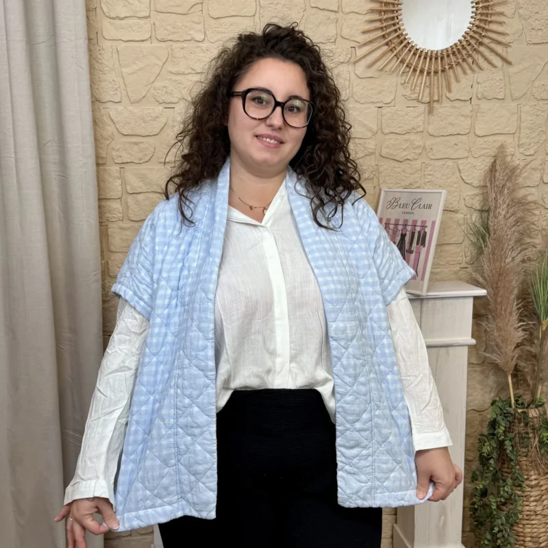 J754 - Gilet matelassé (GT) - bleu-ciel - taille-unique-grande-taille