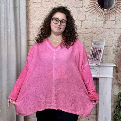 J752 - Blouse ample (GT) - fuchsia - taille-unique-grande-taille