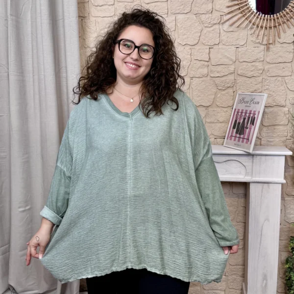 J752 - Blouse ample (GT) - kaki - taille-unique-grande-taille