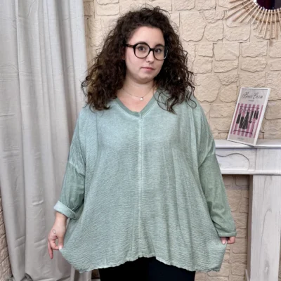 J752 - Blouse ample (GT) - kaki - taille-unique-grande-taille