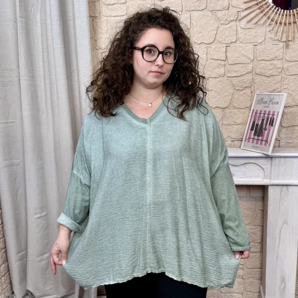 J752 - Blouse ample (GT) - kaki - taille-unique-grande-taille