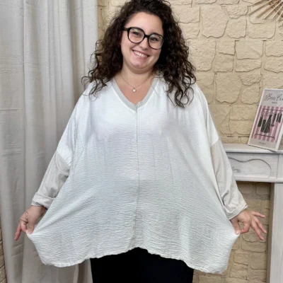 J752 - Blouse ample (GT) - beige - taille-unique-grande-taille