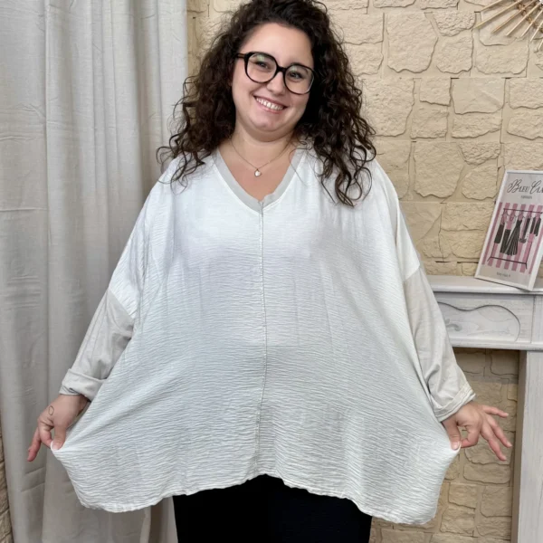 J752 - Blouse ample (GT) - beige - taille-unique-grande-taille