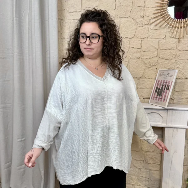 J752 - Blouse ample (GT) - beige - taille-unique-grande-taille