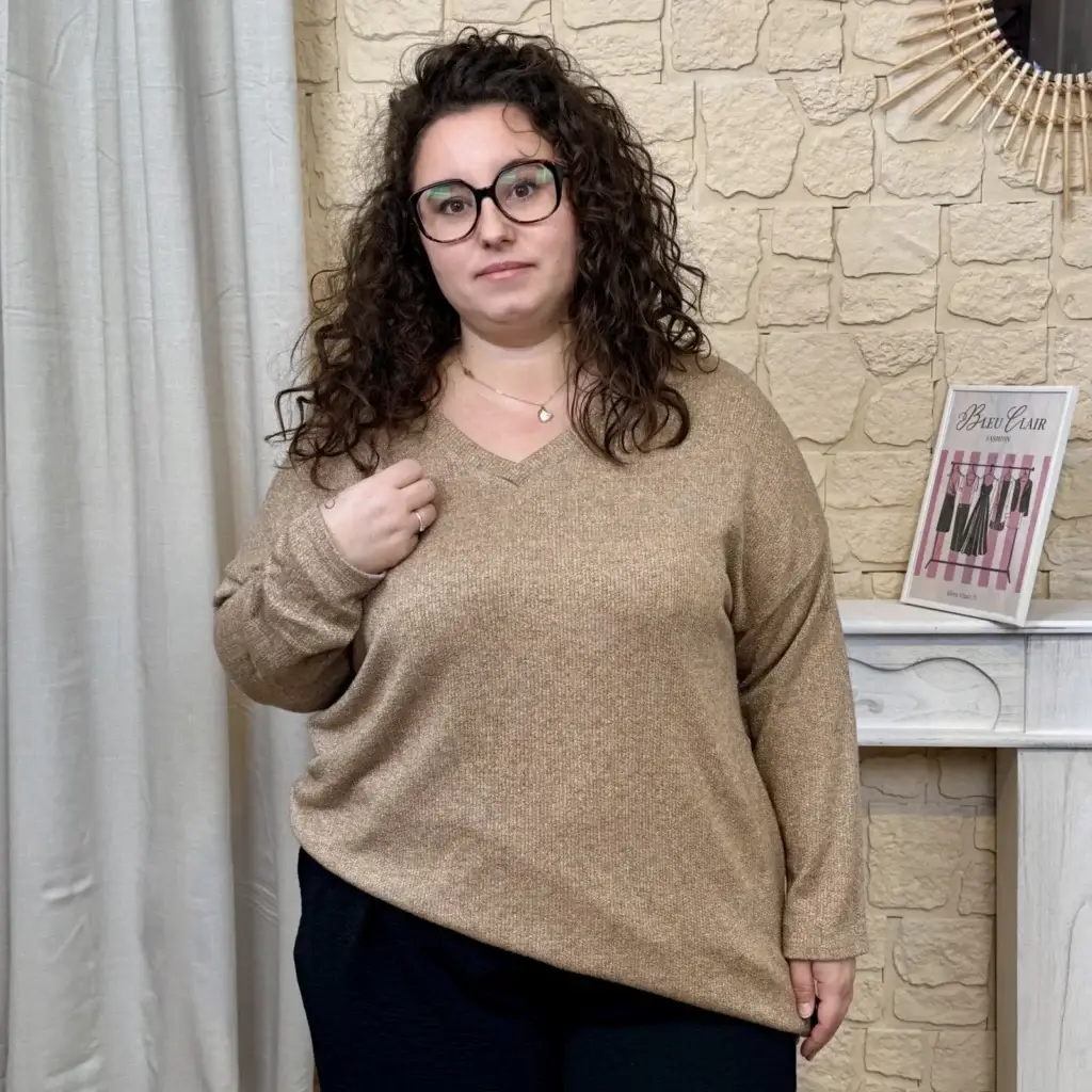 J748 - Pull uni (GT) - taupe - taille-unique-grande-taille